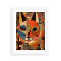 Plakat w ramie 40x50 - Impresje Nieznanych Odniesień - abstrakcyjny obraz olejny, kot - rama biała