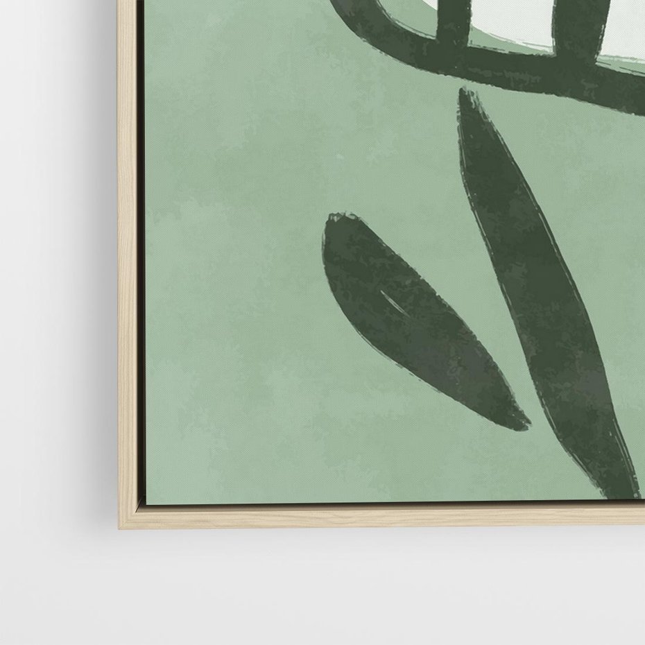 Obraz w ramie 50x50 - Objęcia Zieleni - zielona abstrakcja, zgaszona zieleń - rama drewno