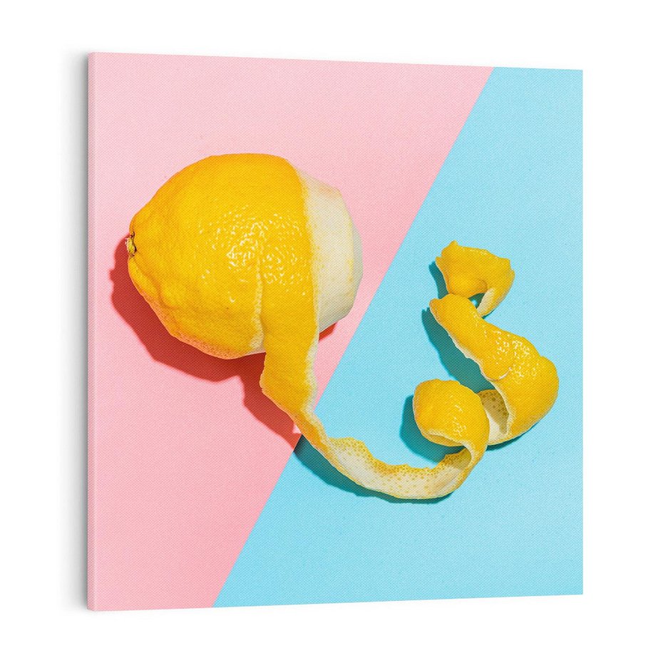 Obraz na płótnie 80x80 - Cytryna Pastel Abstrakcja - cytryna, pastel