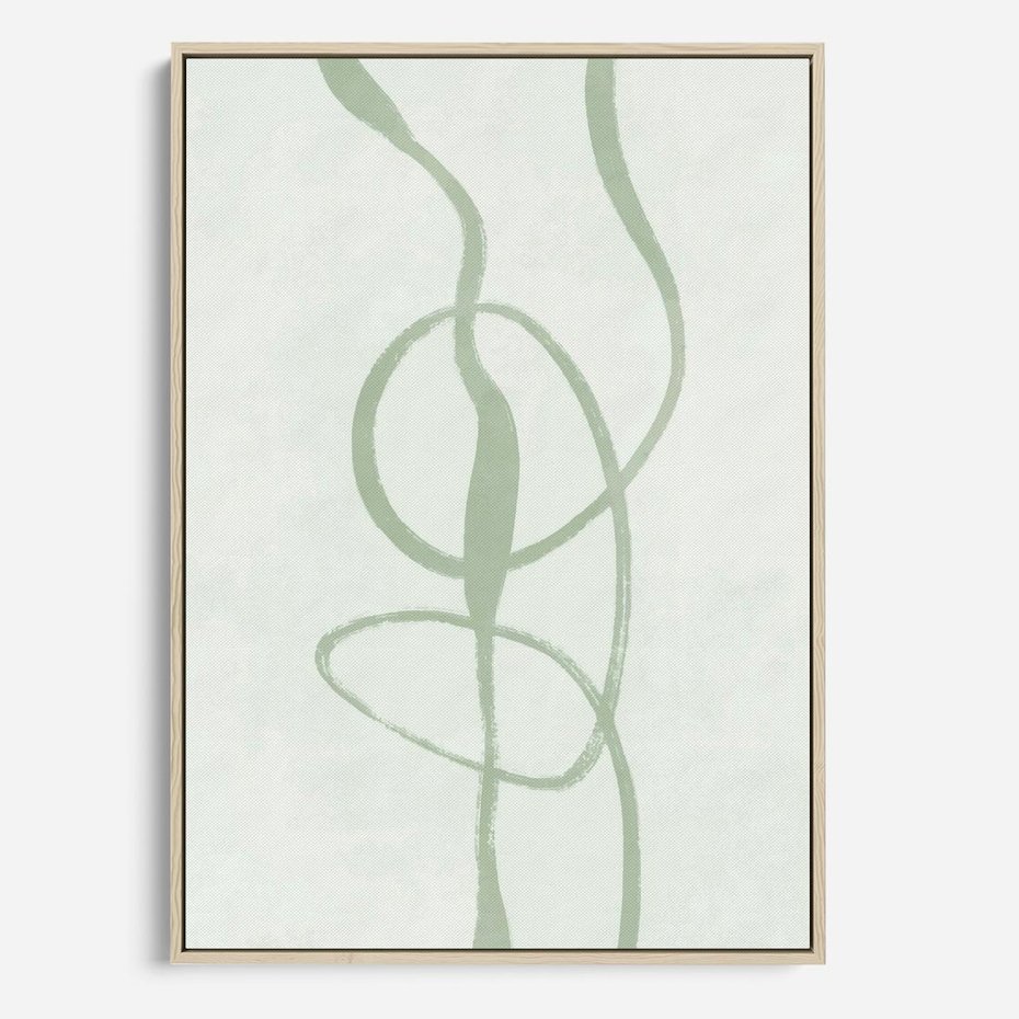 Obraz w ramie 50x70 - Zieleń Wewnętrznej Harmonii - zielona abstrakcja, zgaszona zieleń - rama drewno