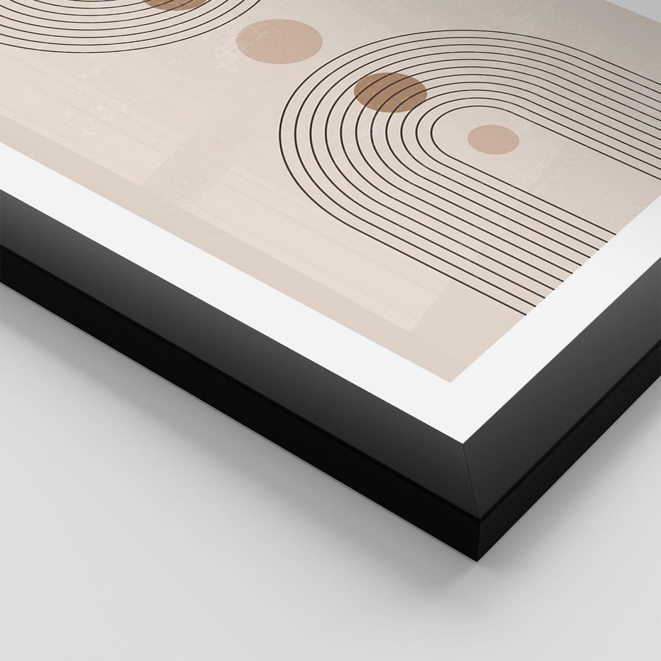 Plakat w ramie 30x40 - Zgeometryzowane Wizje - boho plakat, minimalizm - rama czarna