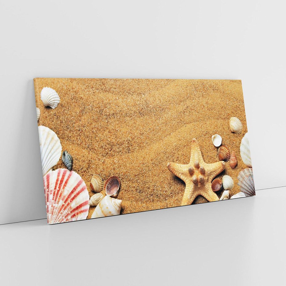 Obraz na płótnie 120x60 - Muszelki na malowniczej plaży - muszle, muszelki