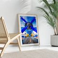 Plakat w ramie 50x70 - Śmigłowiec indygo - samolot, śmigło - rama drewno