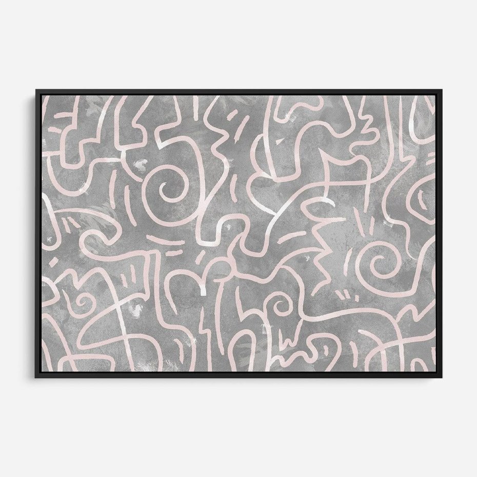 Obraz w ramie 70x50 - Sploty odblasków i zawirowań - abstrakcyjne rysunki, wzorek - rama czarna