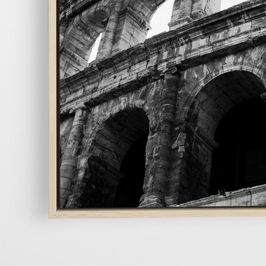 Obraz w ramie 50x50 - Koloseum w Czarnej Bieli - antyczna architektura, koloseum - rama drewno
