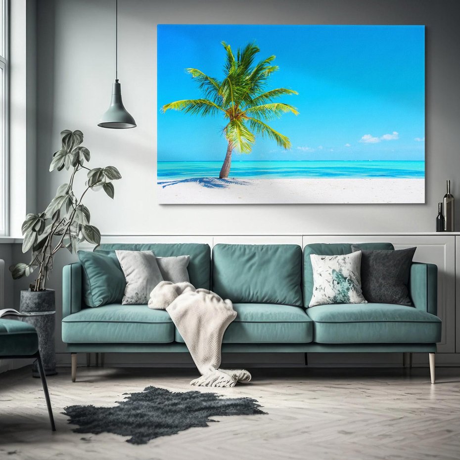 Obraz na płótnie 100x70 - Rajska Plaża na Karaibach - Karaiby, plaża