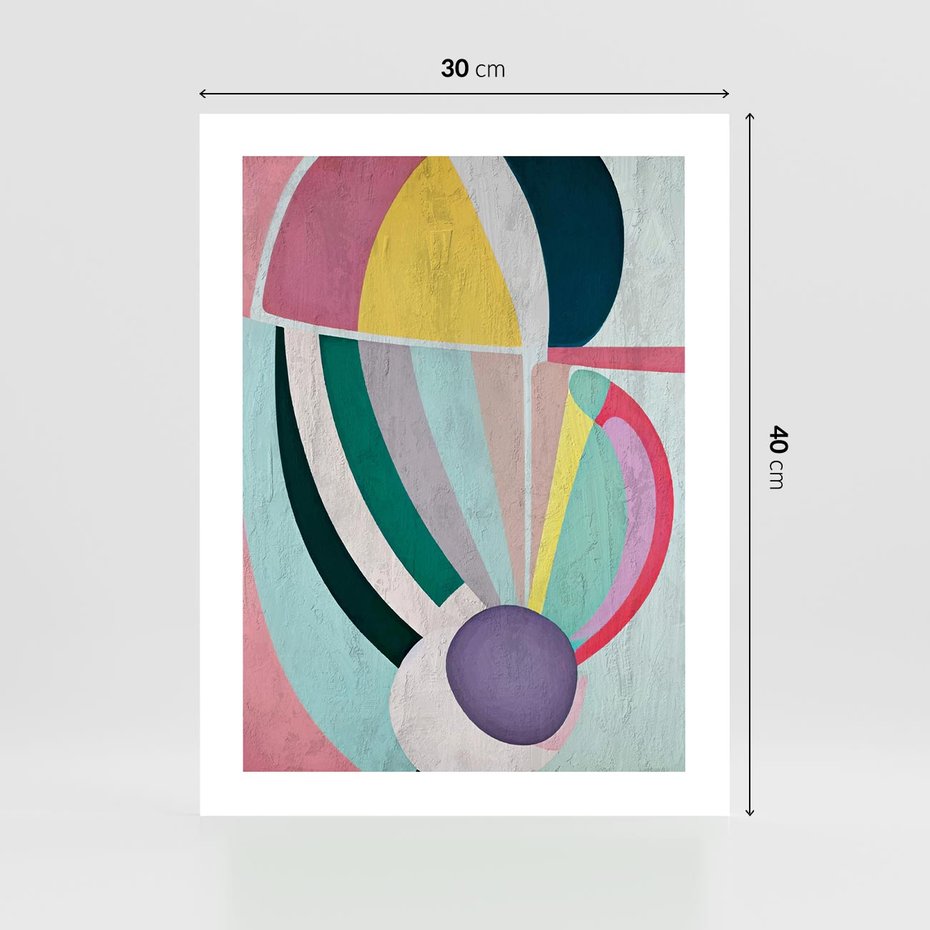 Plakat bez ramy 30x40 - Podróżne Echa Przestrzeni - abstrakcyjne dziwne kształty, olejny obraz