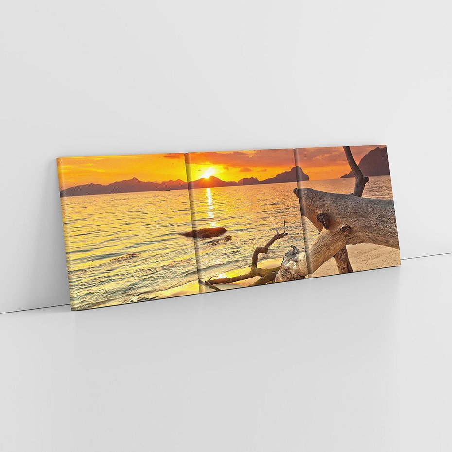 Obraz na płótnie 150x50 - Magia zachodu słońca nad morzem - plaża, morze