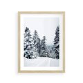 Plakat w ramie 30x40 - Zimowy Las Pod Kołdrą - las, zima - rama drewno