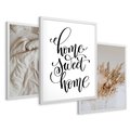 Zestaw obrazy w ramie 50x70 galeria - Dom, home, cytat, napis, typografia - rama biała