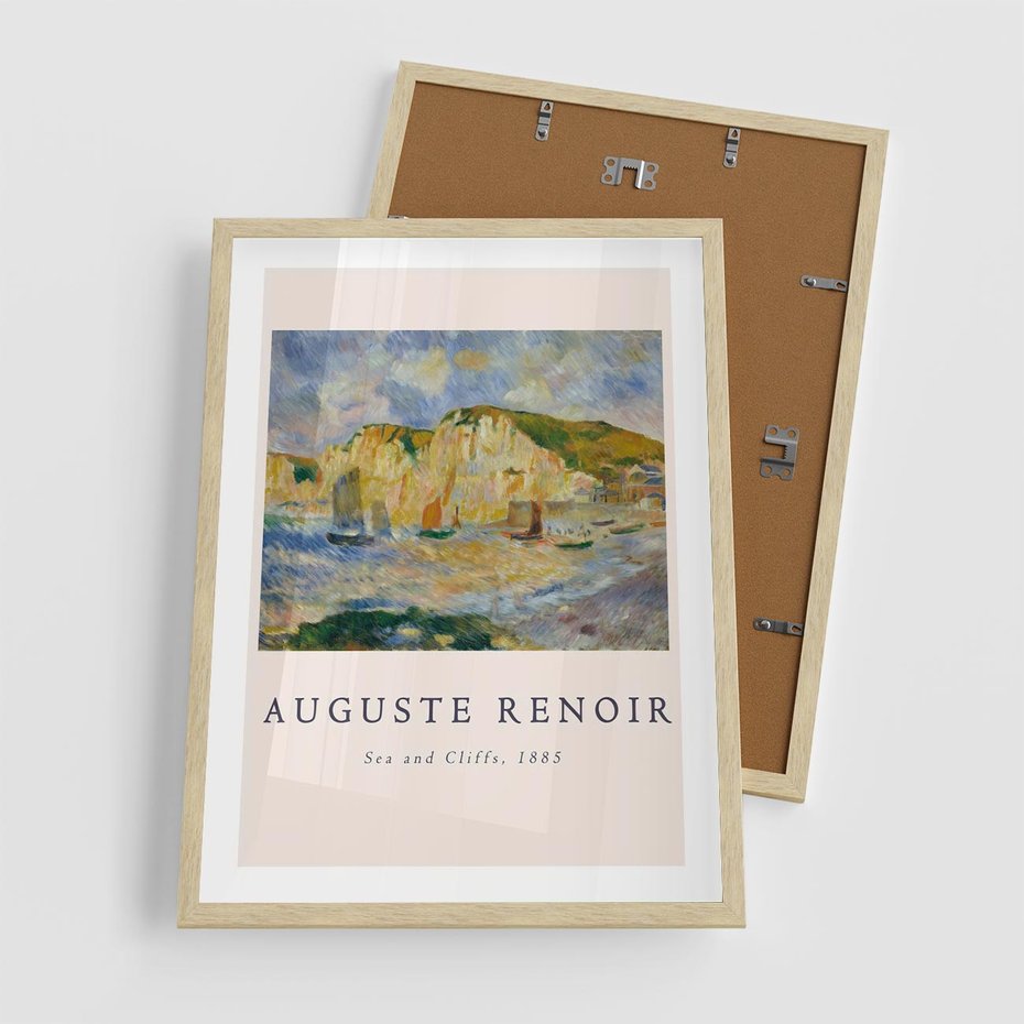 Plakat w ramie 50x70 - Plakat z Reprodukcją A. Renoira - Auguste Renoir, Morze i klify - rama drewno