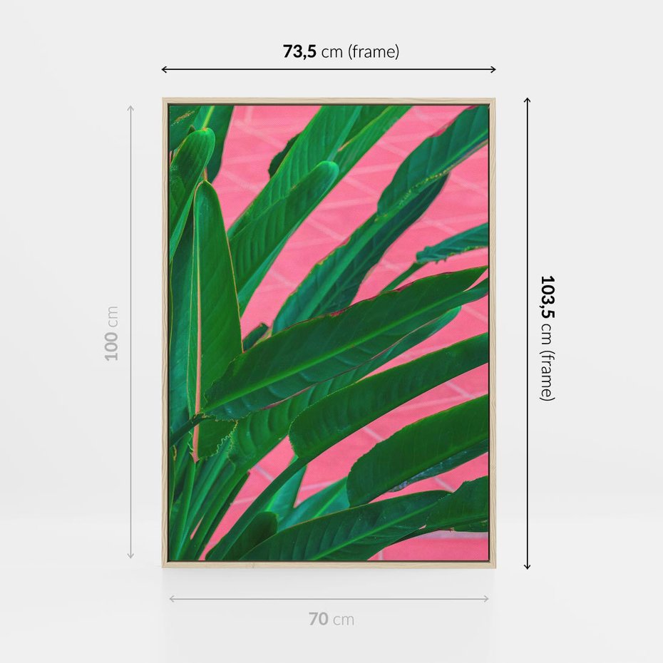 Obraz w ramie 70x100 - Odezwij się do przeszłości - liście, retro - rama drewno