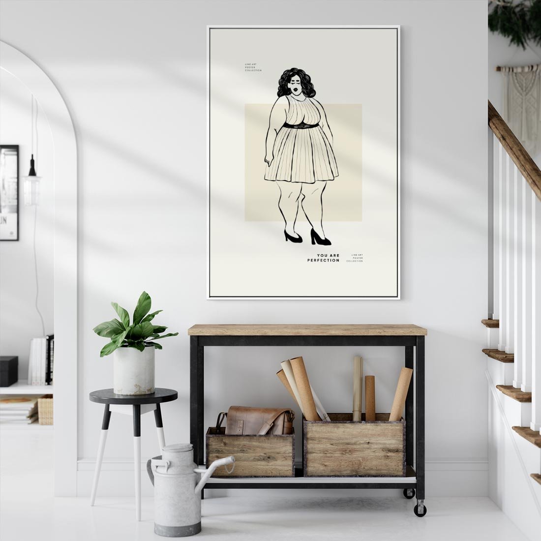 Obraz w ramie 50x70 - Ekspresja Wewnętrznych Emocji - kobieta, samoakceptacja - rama biała