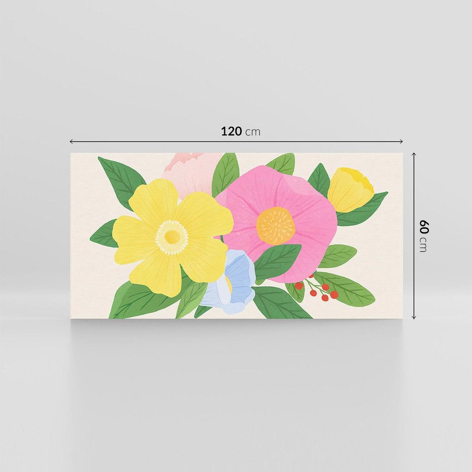 Obraz na płótnie 120x60 - Kwiatowy Uśmiech - kwiaty, akwarela