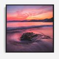 Obraz w ramie 50x50 - Zaklęty Zachód - magiczny zachód słońca, fioletowe - rama czarna