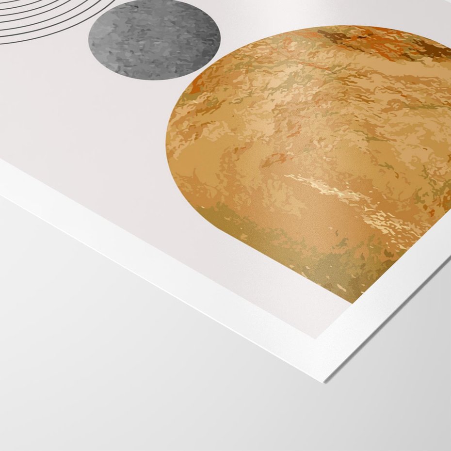 Plakat bez ramy 40x50 - Złote Półkole w Sztuce Geometrii - grafika, złote półkole