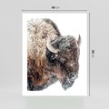 Plakat bez ramy 40x50 - Obraz Dzikiej Przyrody w Śnieżnym Otoczeniu - żubr, śnieg