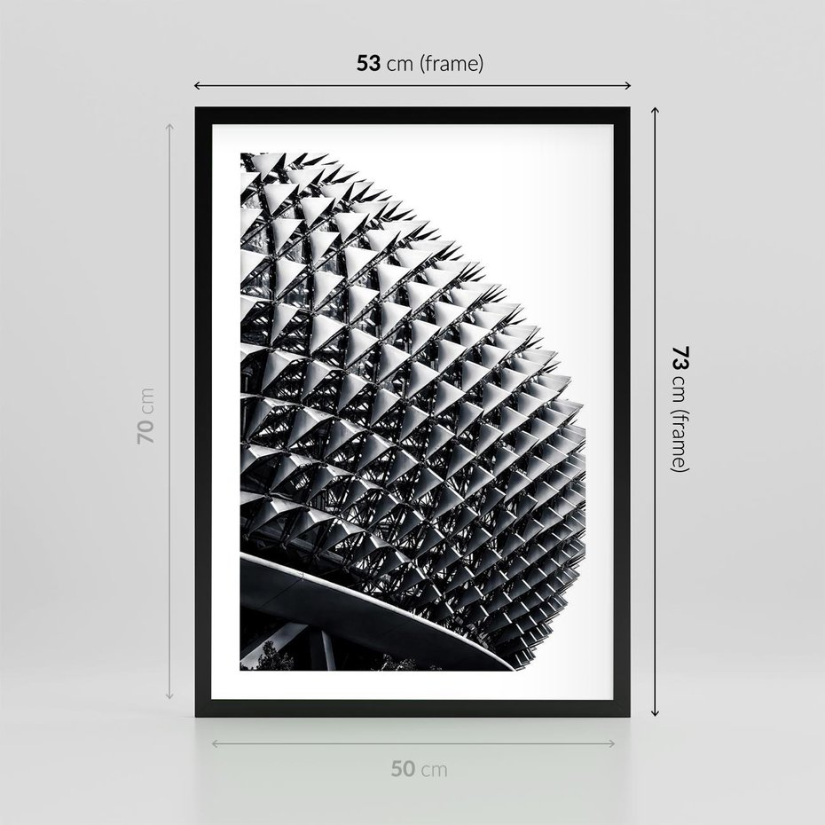 Plakat w ramie 50x70 - Nowoczesność w Czerni i Bieli: Architektoniczna Piękność - nowoczesna architektura, black and white - rama czarna