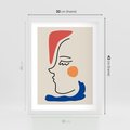 Plakat w ramie 30x40 - Impresje Kształtów - abstrakcyjny obraz, przypomina twarz - rama biała