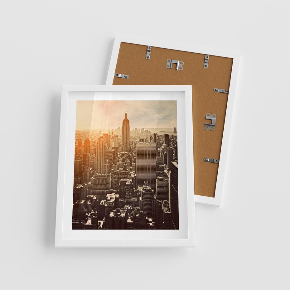 Plakat w ramie 40x50 - Nowojorska Skyline - Manhattan, Nowy Jork - rama biała