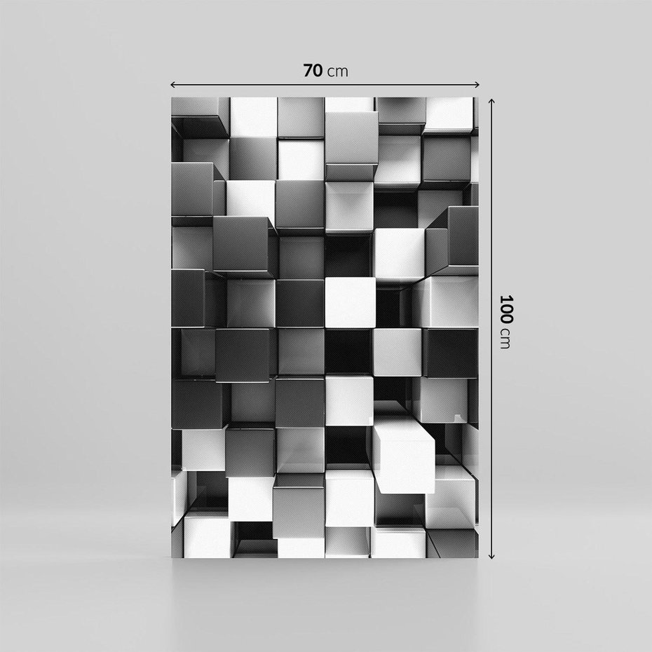 Obraz na płótnie 70x100 - Abstrakcyjna Szachownica: Gra Kolorów w 3D - 3D, abstrakcja