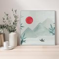 Obraz w ramie 80x80 - Zaklęte Wzgórza - krajobraz, japonia - rama biała
