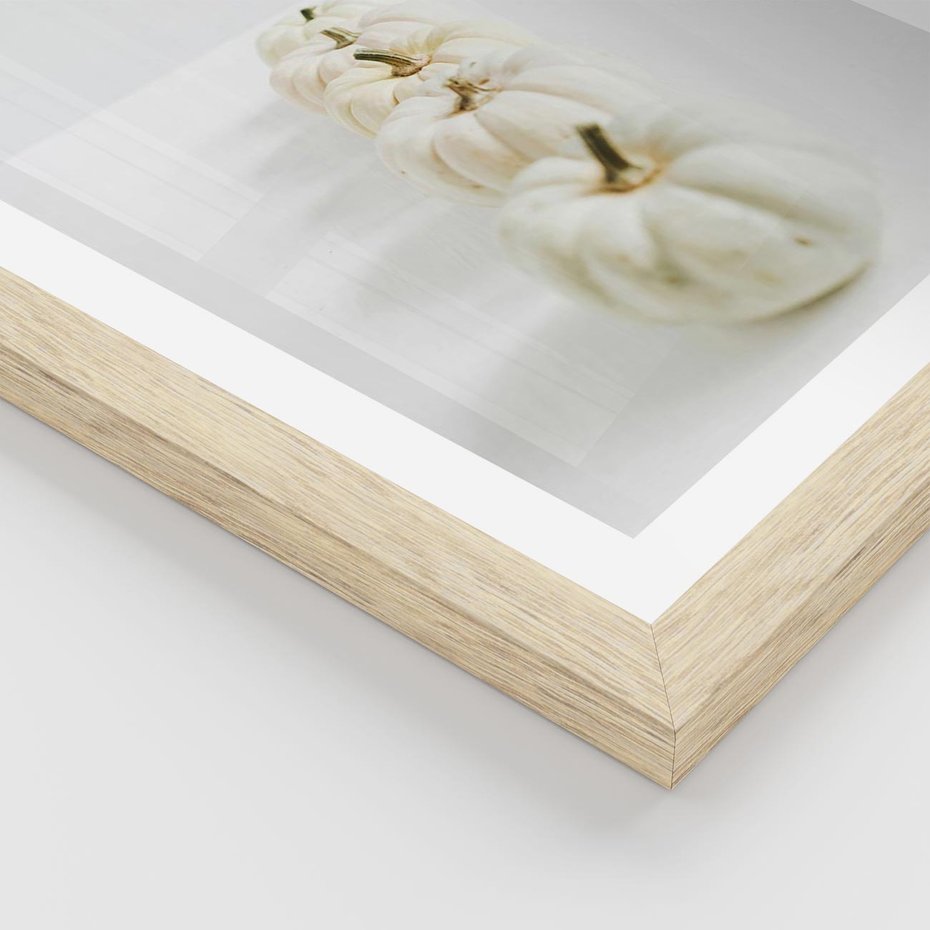 Plakat w ramie 30x40 - Białe Dynie - białe dynie, jesień - rama drewno