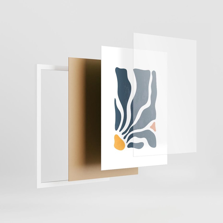 Plakat w ramie 50x70 - Szkice Kwiatowych Promieni - nowoczesna kwiatowa grafika, styl retro - rama biała