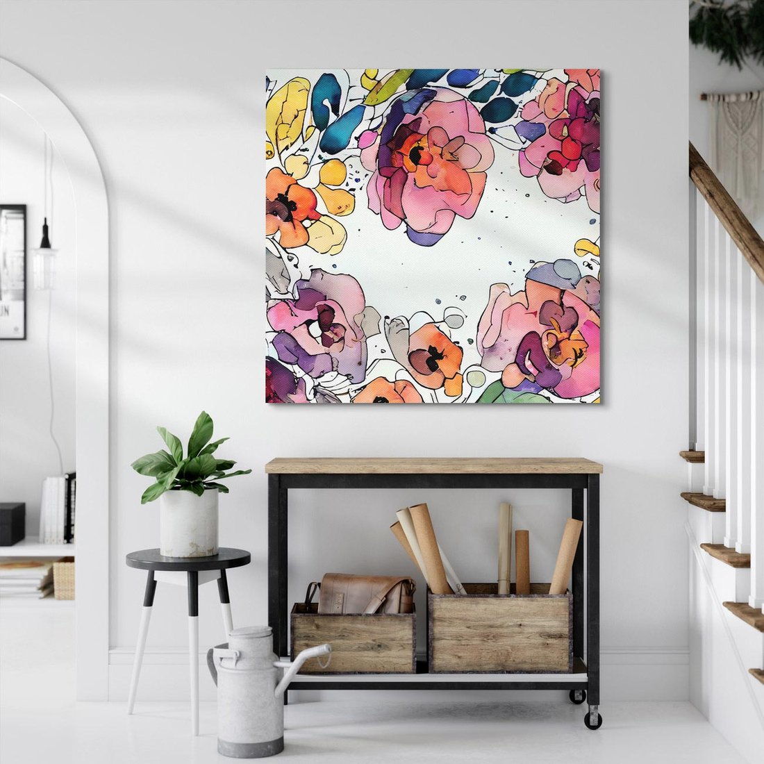 Obraz na płótnie 50x50 - Rozkwitające marzenia - akwarelowe kwiaty, kolory