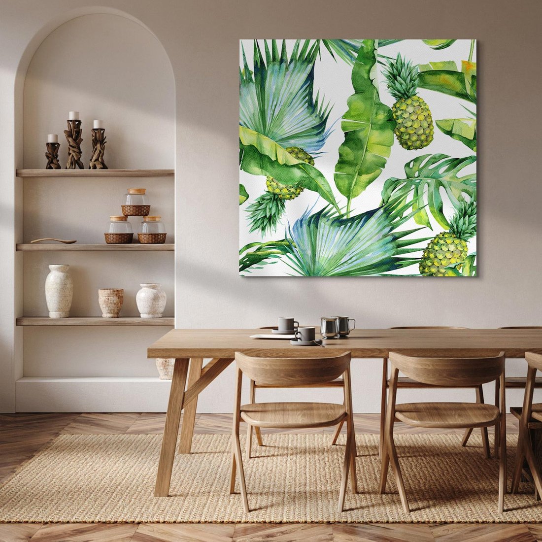 Obraz na płótnie 70x70 - Oaza Natury - liście, tropikalne