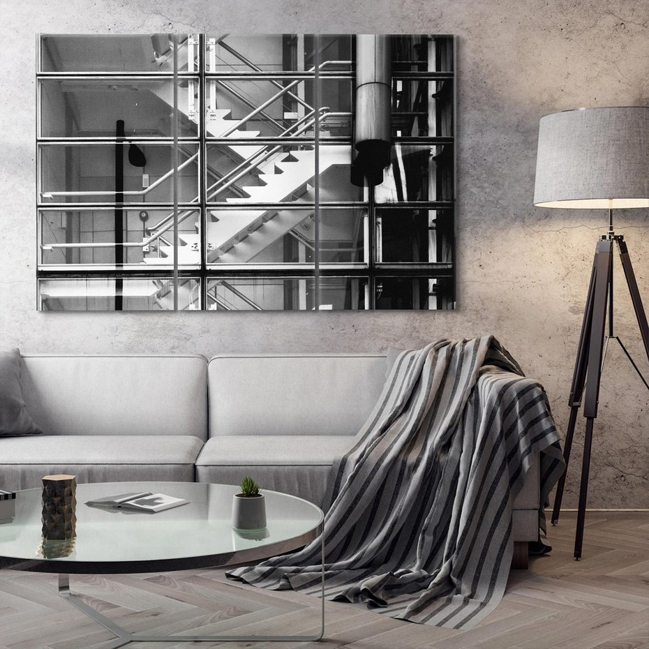 Obraz na płótnie 120x80 - Schody do architektonicznej przestrzeni - schody, architektura