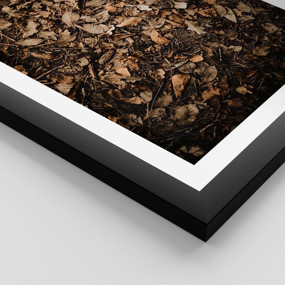 Plakat w ramie 30x40 - Brązowe Liście w Scenerii - suche liście jesień brąz - rama czarna