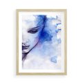 Plakat w ramie 50x70 - Graficzna magia kobiecej twarzy - grafika, kobieta - rama drewno