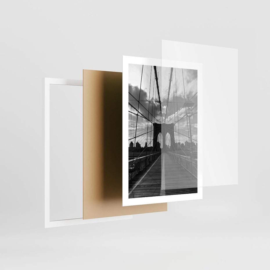 Plakat w ramie 50x70 - Most Nowoczesności - most, nowoczesny - rama biała
