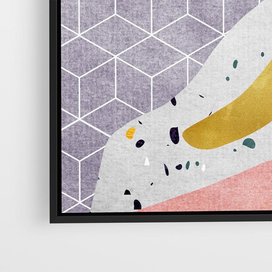 Obraz w ramie 70x50 - Eklektyczny Mix - kolaż, pastelowe abstrakcyjne plamy - rama czarna
