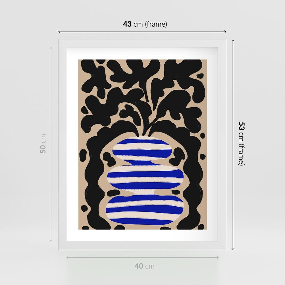 Plakat w ramie 40x50 - Boho Wizje - abstrakcyjny plakat, ciekawe formy - rama biała