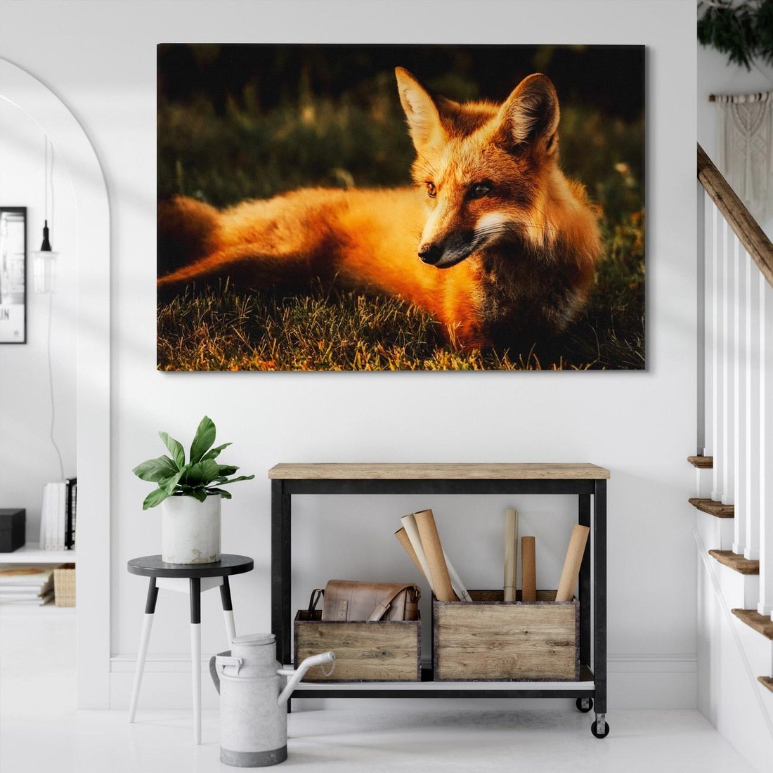 Obraz na płótnie 120x80 - Lisek w lesie - lis, lisek