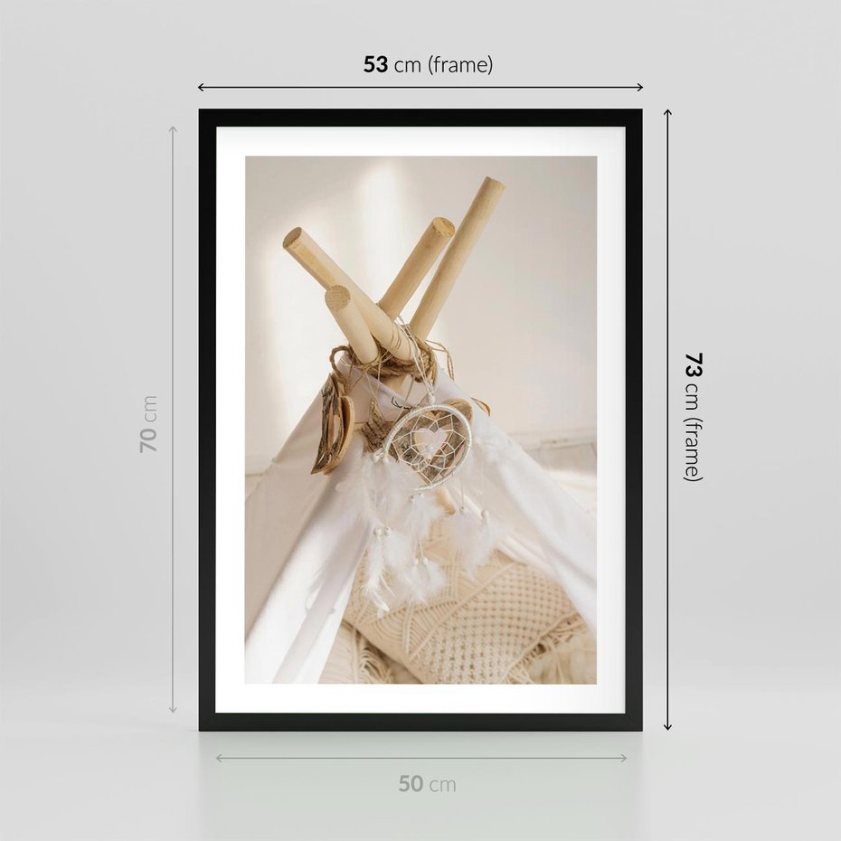 Plakat w ramie 50x70 - Oaza Swobodnego Stylu - boho, tipi - rama czarna