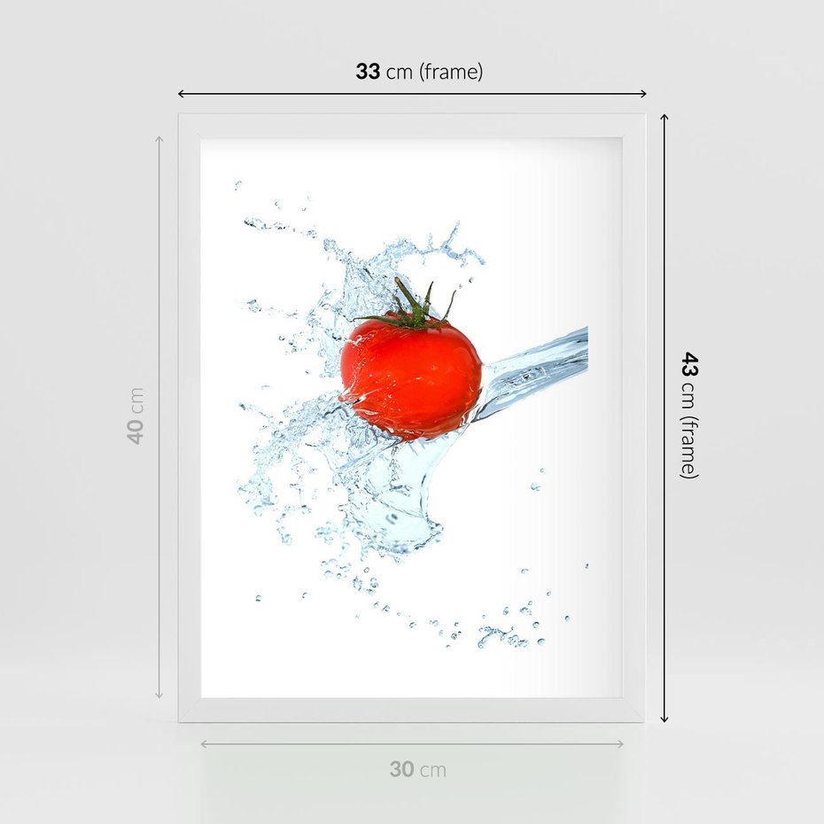 Plakat w ramie 30x40 - Apetyczna KuchniaNowoczesna Ekspresja - pomidor, jedzenie - rama biała