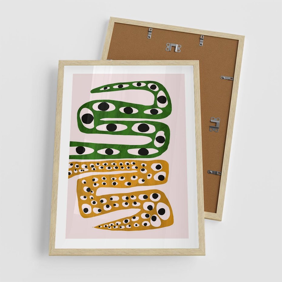 Plakat w ramie 50x70 - Mroczne Wypaczenia - abstrakcyjny obraz, dziwne kształty - rama drewno