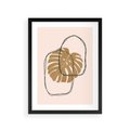 Plakat w ramie 30x40 - Liście w Beżowym Minimalizmie - minimalistyczny obraz, liście monstery - rama czarna