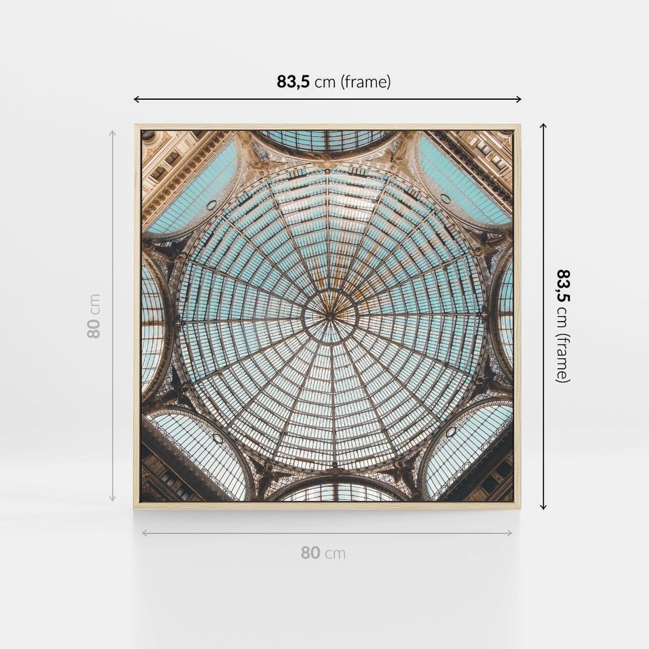 Obraz w ramie 80x80 - Magia Sklepienia - sklepienie, szklany dach - rama drewno