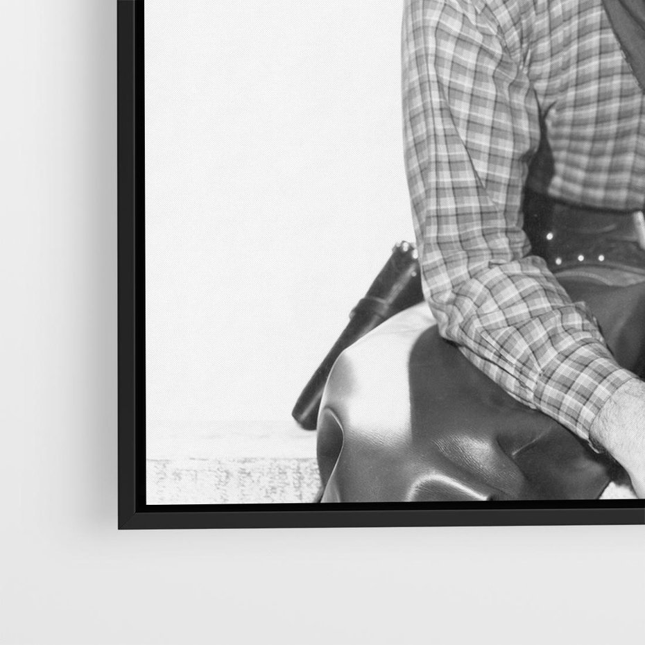 Obraz w ramie 50x50 - Dziki Zachód - retro zdjęcie, czarno białe - rama czarna