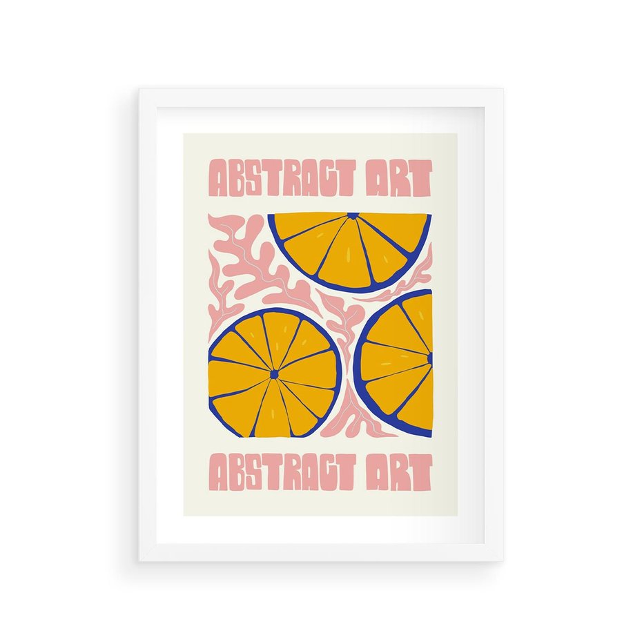 Plakat w ramie 30x40 - Podróżne Wizje - typografia, cytryny - rama biała