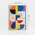 Obraz w ramie 50x70 - Harmonia Kolorowych Impulsów - abstrakcyjne geometryczne kształty, olejny obraz - rama drewno