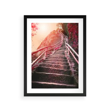 Plakat w ramie 50x70 - Schody prowadzące do nieznanych ścieżek - schody, ścieżka - rama czarna