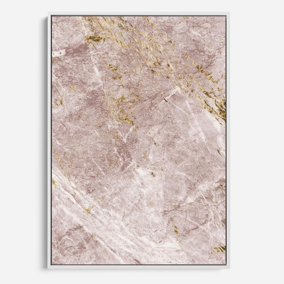 Obraz w ramie 80x120 - Wyjątkowa Stylizacja - marmur, złoto - rama biała