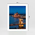 Plakat bez ramy 30x40 - Mostowe miasto nocą - miasto, most