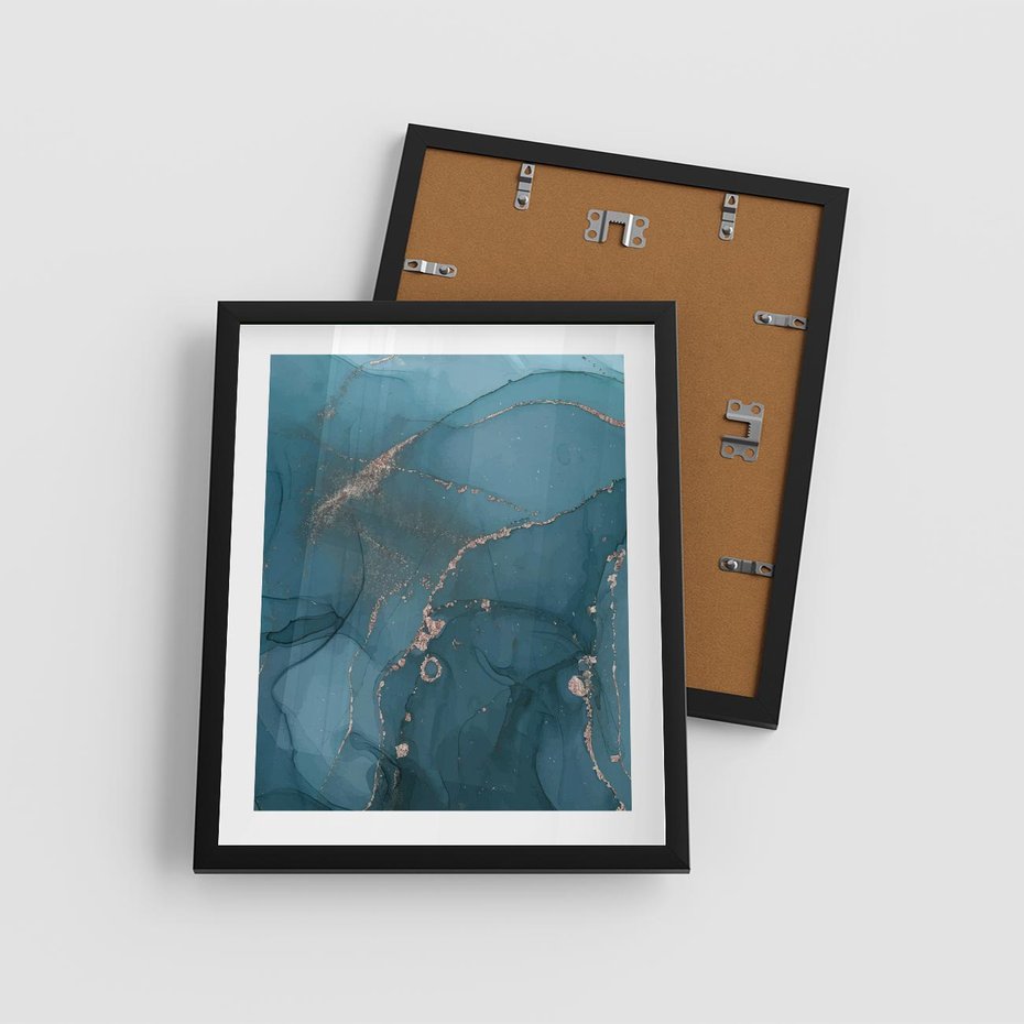 Plakat w ramie 40x50 - Marmurowa Elegancja: Kolory Oceanu - marmur, kolory oceanu - rama czarna