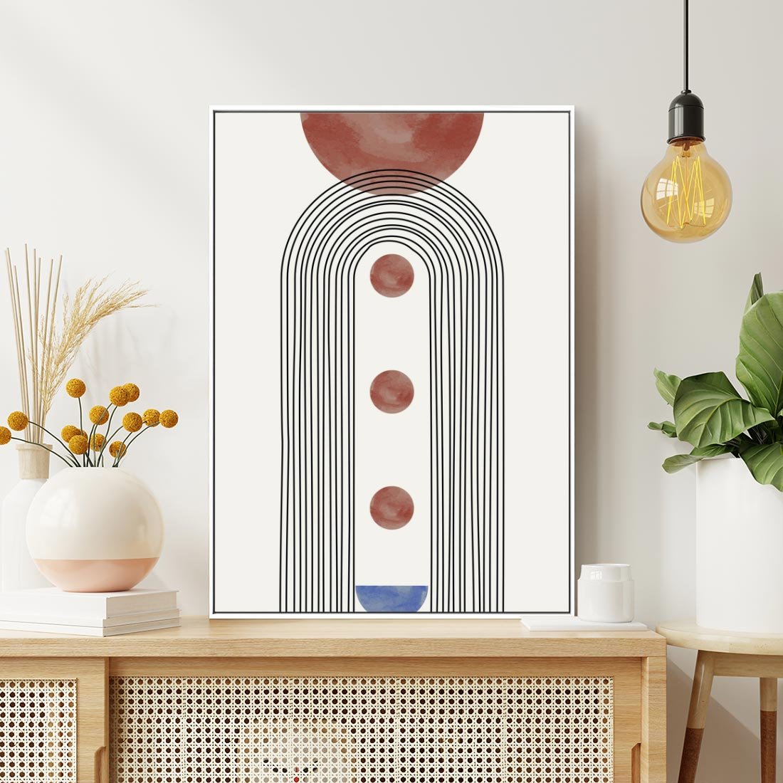Obraz w ramie 80x120 - Symfonia Kształtów - nowoczesny plakat, styl midcentury - rama biała